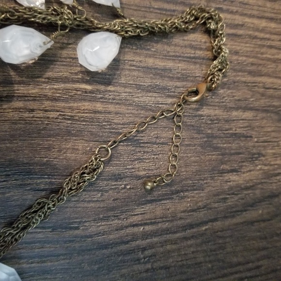 White Beaded Statement Necklace Free w Purchase - Picture 6 of 8